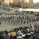 Massed PN and RANR bands BTQ 1991 Sydney Opera House forecourt
